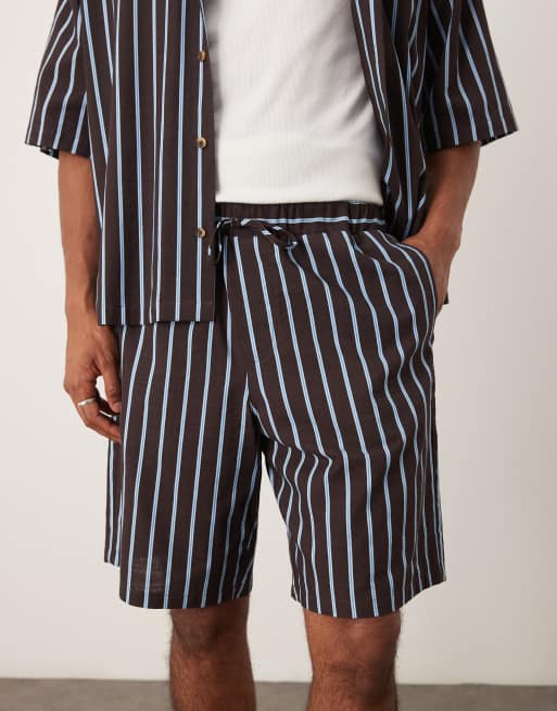 ASOS DESIGN shorts in long length in brown stripe - part of a set, 2 of 4