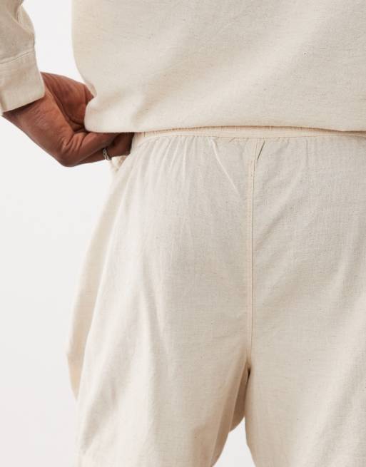 ASOS DESIGN shorts in mid length with linen in natural - part of a set, 5 of 5
