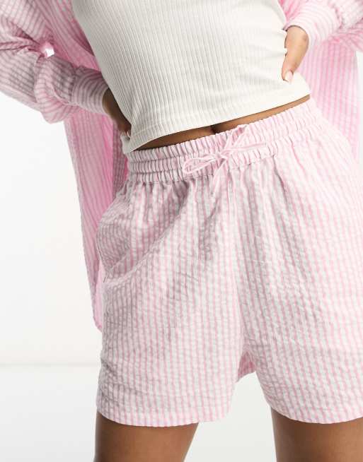 Pink and white store striped shorts