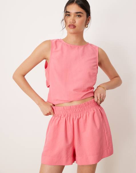 ASOS DESIGN – Shorts in Rosa mit elastischem Bund, Kombiteil - view 1