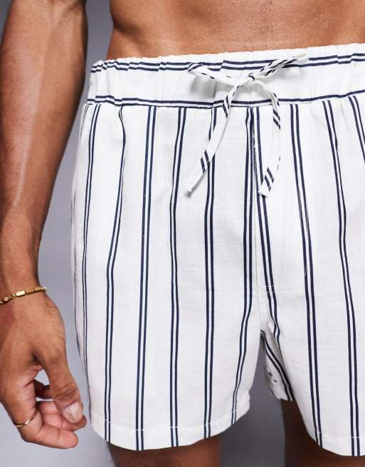 ASOS DESIGN shorts in short length with embroidery in white stripes - part of a set, 5 of 5
