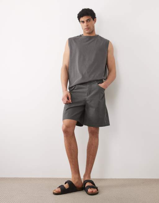 ASOS DESIGN shorts in washed charcoal ripstop, 3 of 6