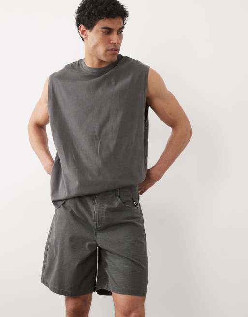 ASOS DESIGN shorts in washed charcoal ripstop, 4 of 6