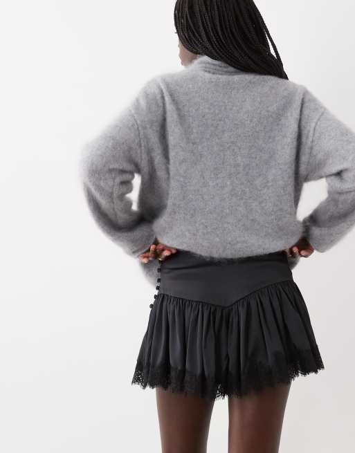 ASOS DESIGN shorts med blondedetaljer i sort, 5 af 5