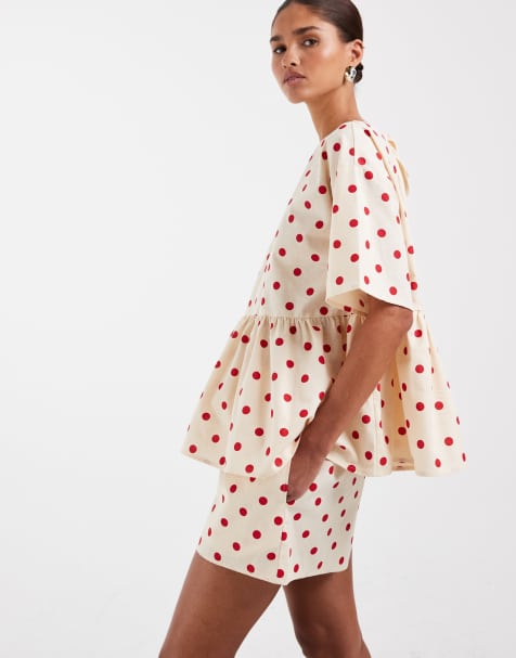 ASOS DESIGN – Shorts mit Taillenschnürung, Taschendetail und Polka Dots - view 1