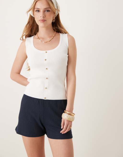 ASOS DESIGN - Shorts van kreukelstof in marineblauw, 4 van 5