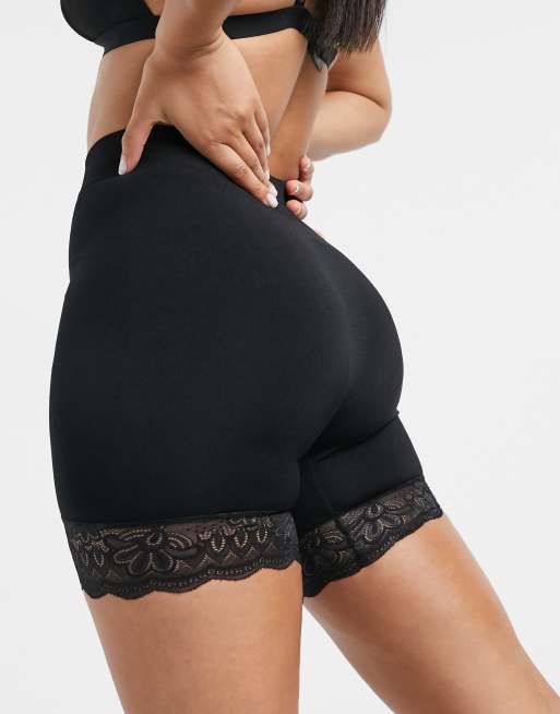 Asos Design Short Sans Couture Effet Lissant Et Gainant Avec Dentelle Noir Asos