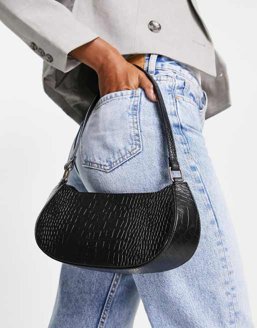 ASOS DESIGN shoulder bag in black croc