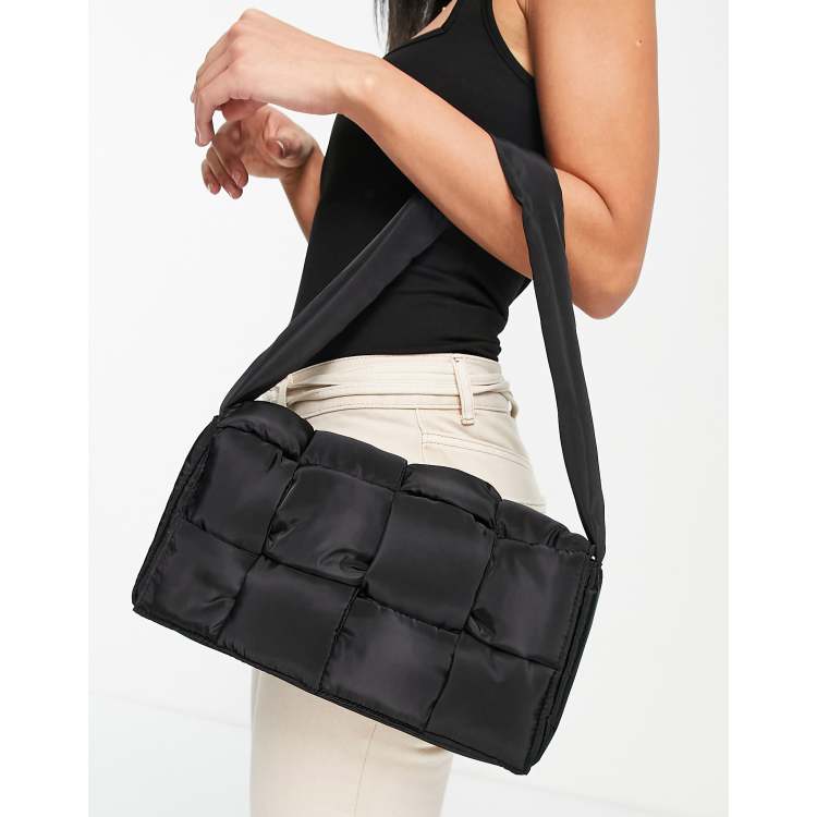 Padded Nylon Shoulder bag with flap and button. Wholesaler online B2B