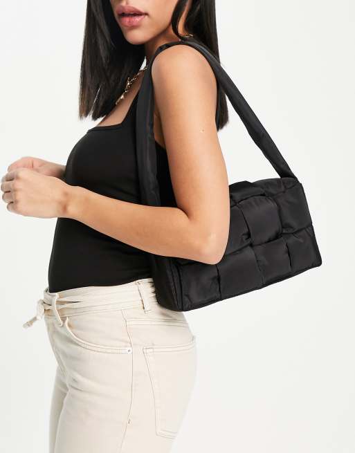 ASOS DESIGN slouchy cross body bag in black padded nylon