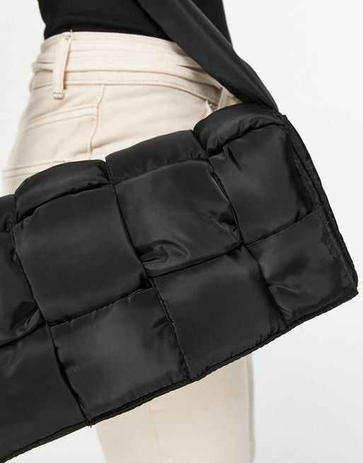 ASOS DESIGN slouchy cross body bag in black padded nylon