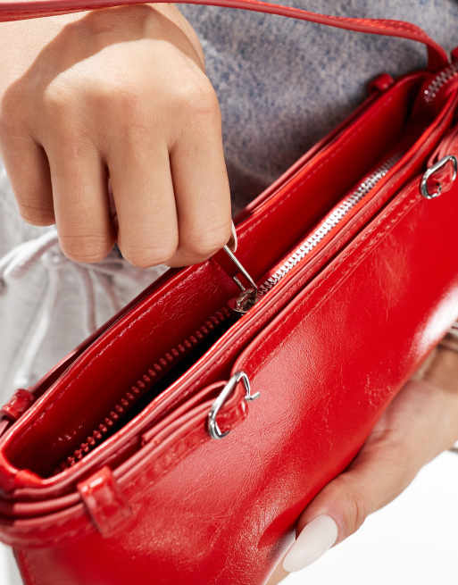 ASOS DESIGN shoulder bag with buckle detail in red | ASOS