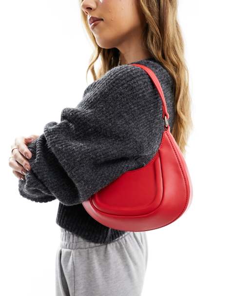 ASOS DESIGN shoulder bag with debossed paneling in red - view 1