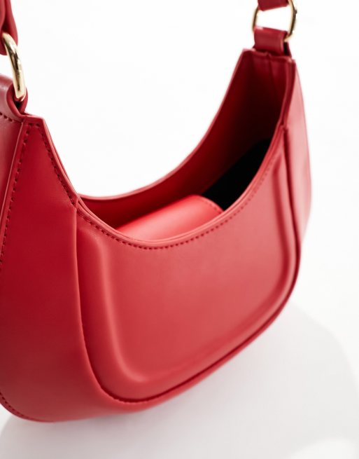 ASOS DESIGN shoulder bag with debossed panelling in red