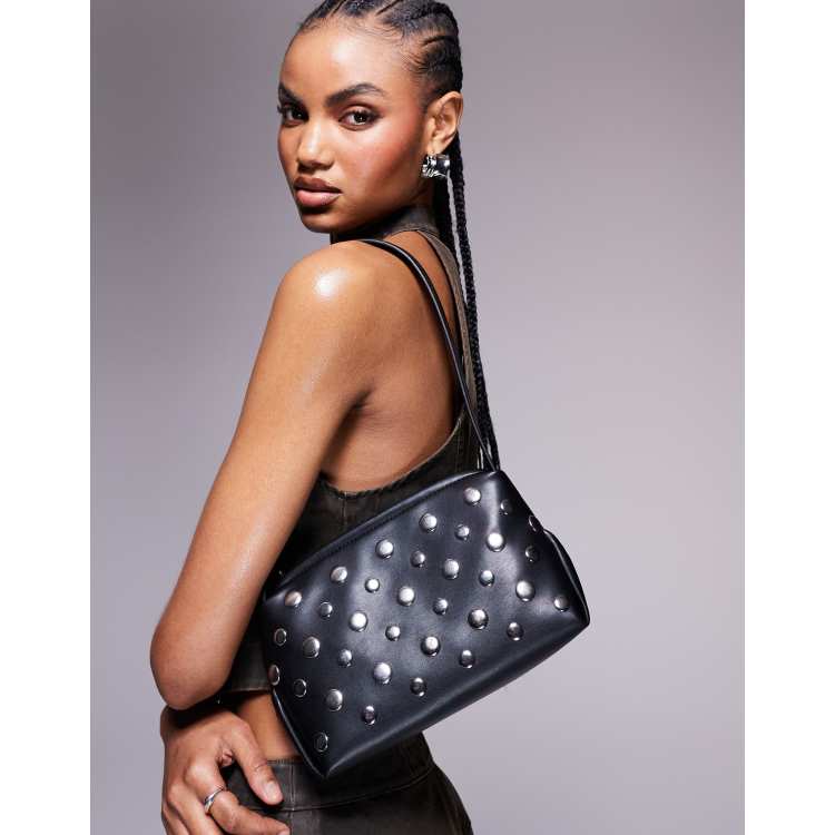 ASOS DESIGN shoulder bag with mixed stud detail in black | ASOS