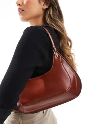 shoulder bag with panel detail and ring hardware in tan-Brown