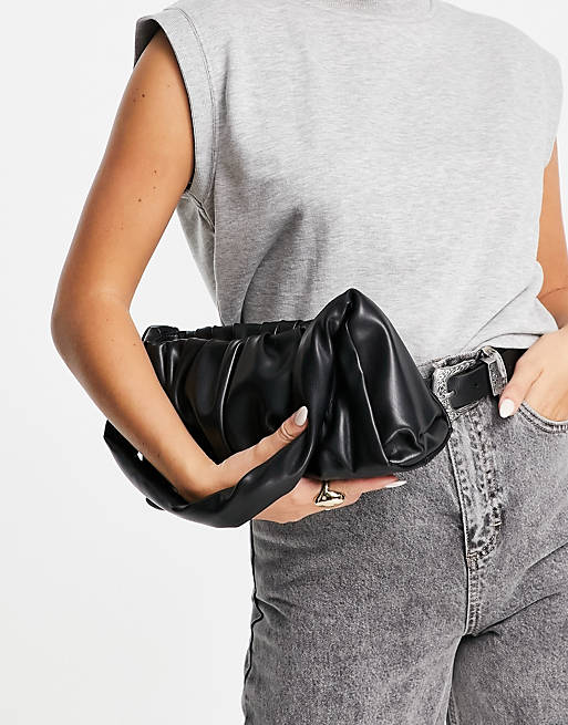 ASOS DESIGN shoulder bag with ruched detail in black | ASOS