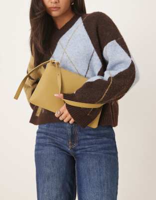 Asos Design Shoulder Bag With Side Buckle Strap In Yellow