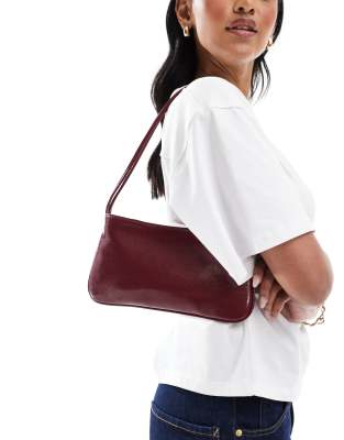 Asos Design Shoulder Bag With Skinny Double Strap In Burgundy-red