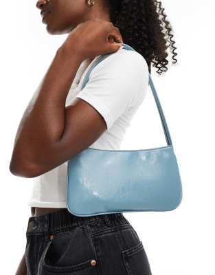 shoulder bag with skinny double strap in light blue