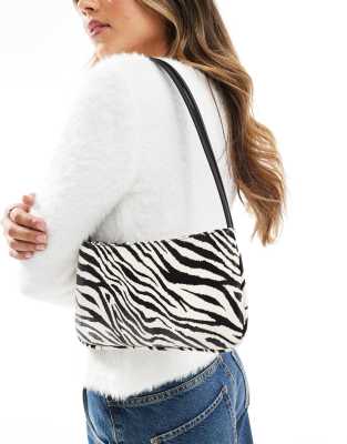 shoulder bag with skinny straps in zebra-Black