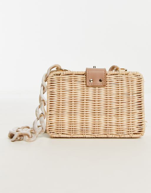 ASOS Rattan Box Clutch Bag With Detachable Resin Handle