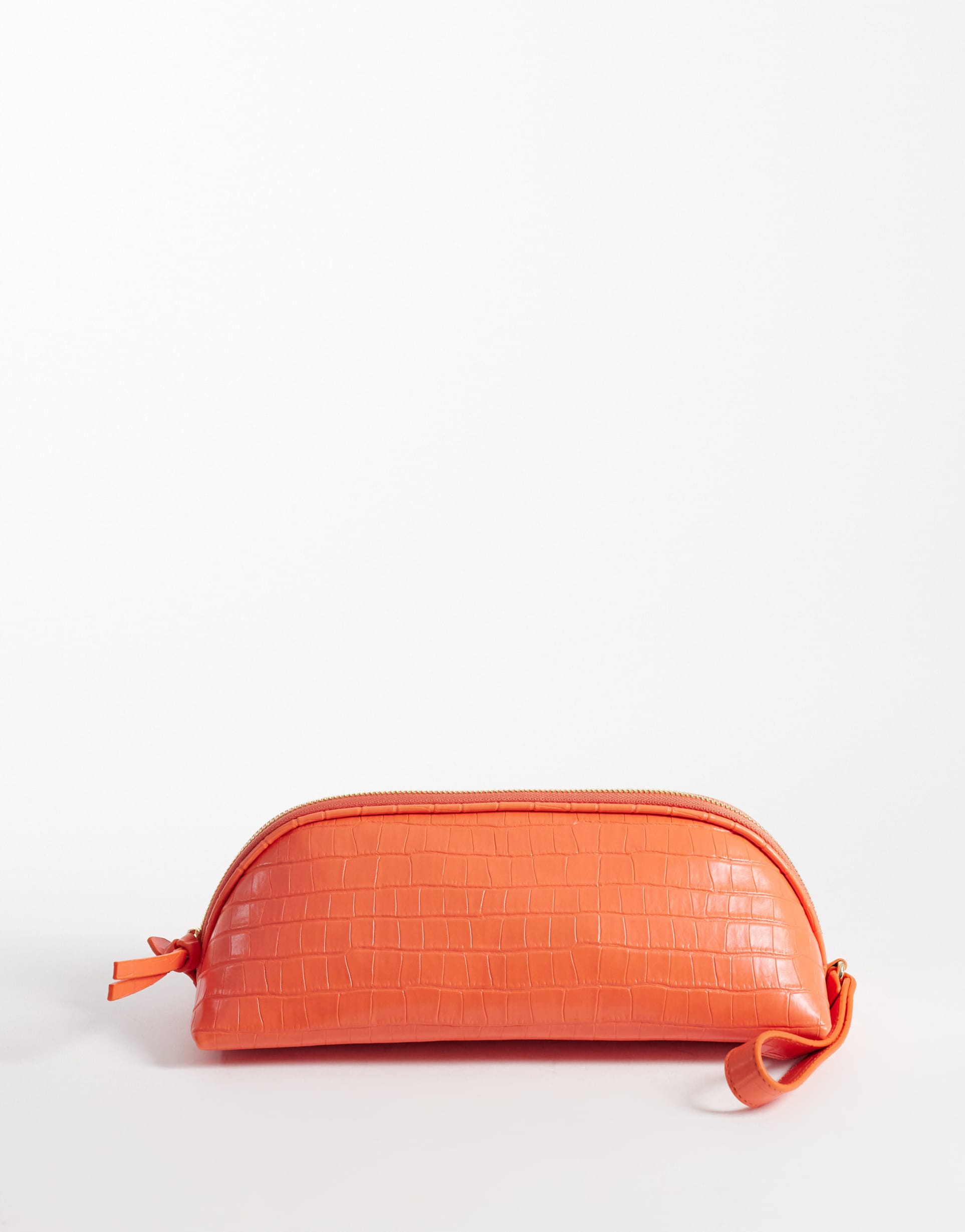 asos design shoulder bag with wristlet strap in orange croc