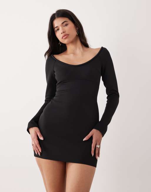black scuba mini dress Scuba Plunge Mini Dress L main image 1