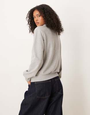 Asos Design Shoulder Pad Detail Sweat In Gray