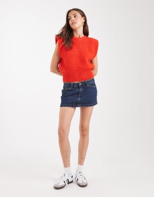 Asos Design Shoulder Pad Knitted Tank In Red