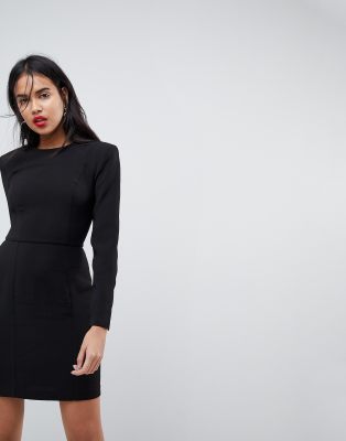 black shoulder pad dress