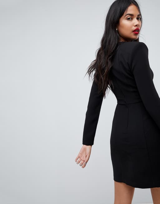 ASOS Asymmetric Shoulder Pad Bodycon Mini Dress