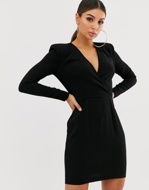 Shoulder pad best sale black dress