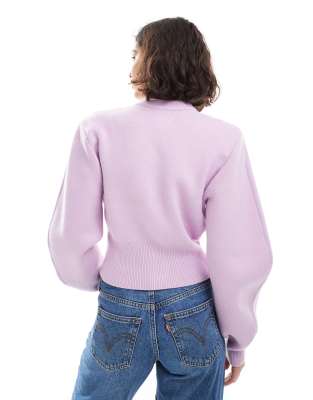 Asos Design Shoulder Pad Structured Cardigan In Purple
