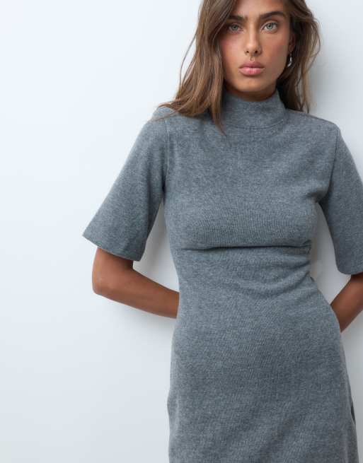 ASOS DESIGN shoulder pad supersoft mini dress in charcoal, 5 of 5