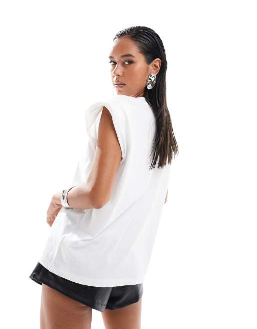 White shoulder pad tank sale