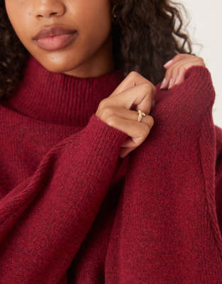 Asos Design Shoulder Pads Extreme Sleeves Waisted Sweater In Burgundy