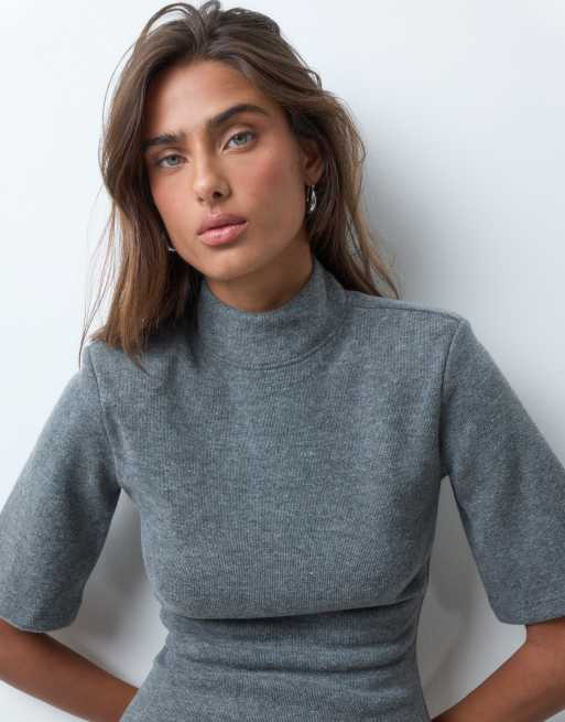 ASOS DESIGN shoulder pads supersoft mini dress in charcoal, 2 of 5
