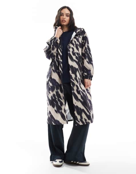 ASOS DESIGN shower proof rain jacket in mono abstract - view 1