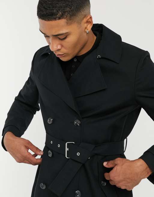 Asos trench sale coat black