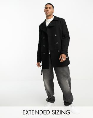 ASOS DESIGN shower resistant double breasted trench coat in black - ASOS Price Checker