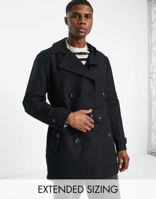 ASOS DESIGN shower resistant double breasted trench coat in black - ASOS Price Checker