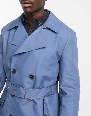 asos blue trench coat