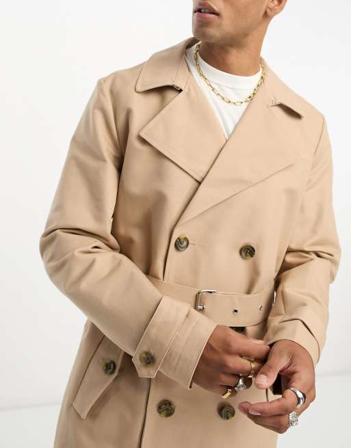 MEN'S STYLISH LONG DOUBLE BREASTED TRENCH OVERCOAT PEA COAT BRAND NEW