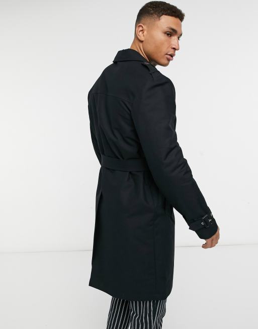 Asos mens black outlet coat