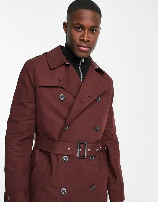 Samuelsohn Black Burgundy Reversible Trench Coat L