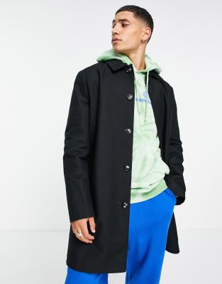 ASOS DESIGN shower resistant overcoat in black