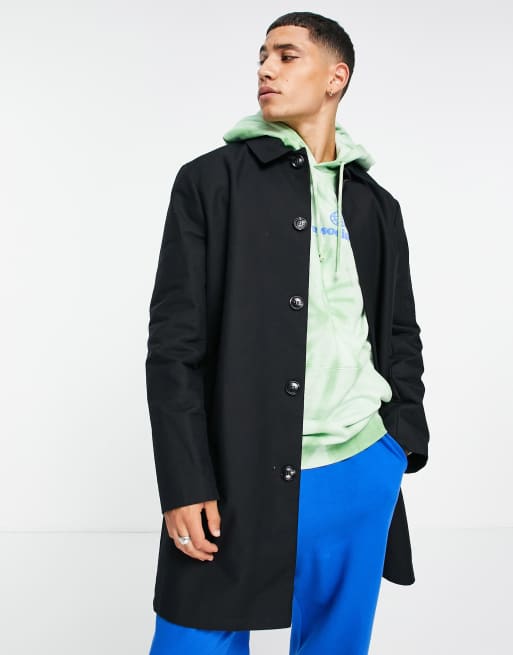 ASOS DESIGN shower resistant overcoat in black | ASOS