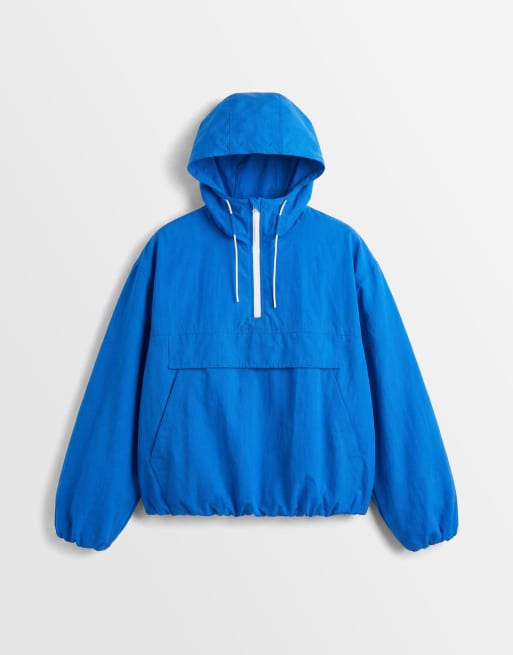 ASOS DESIGN shower resistant overhead track jacket in bright blue, 5 of 8
