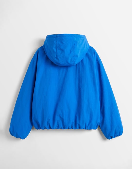 ASOS DESIGN shower resistant overhead track jacket in bright blue, 6 of 8